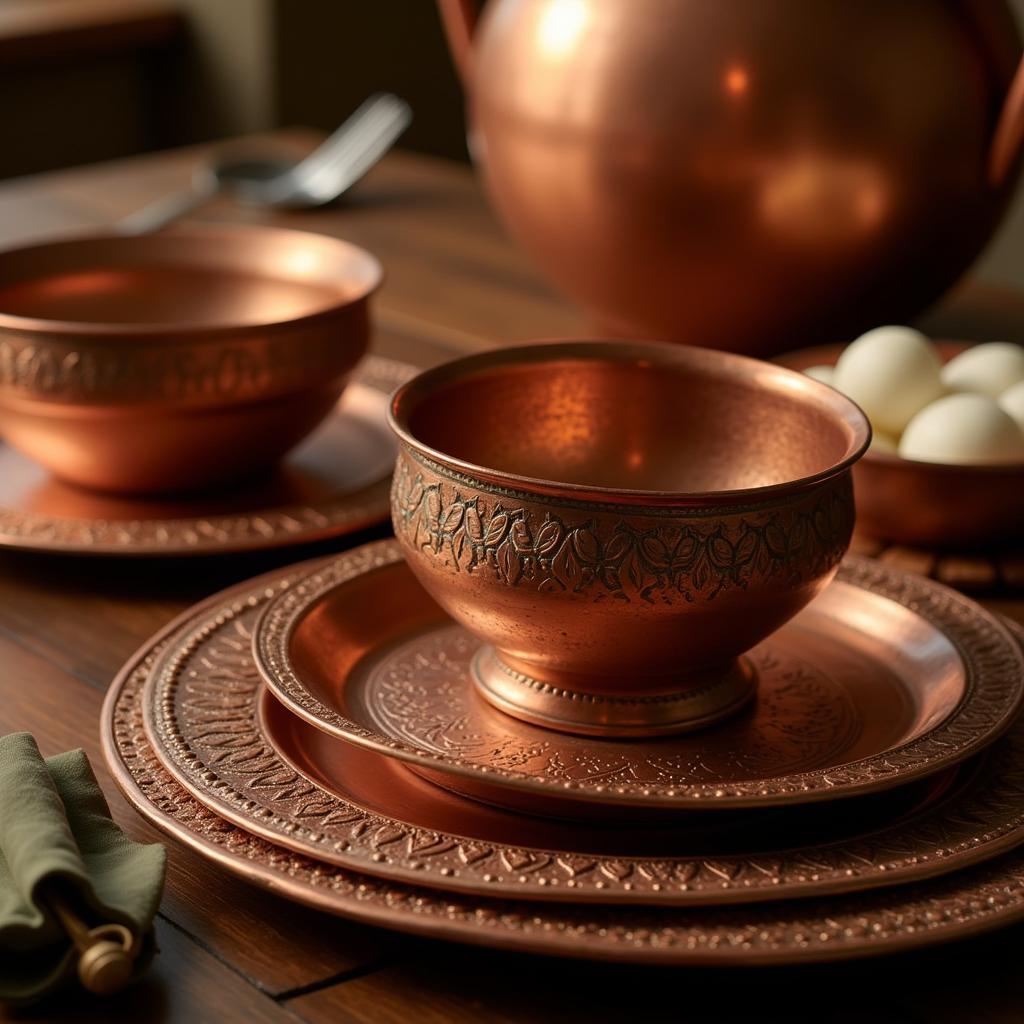 Creating a Warm Ambiance with an Indian Copper Dinnerware Set