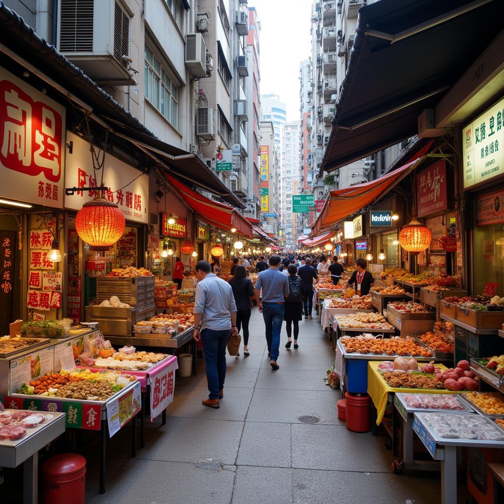 Khu chợ Mong Kok với nhiều màu sắc sặc sỡ