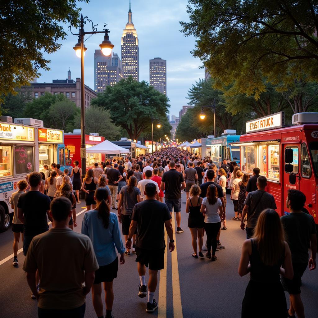 Lively scene at Food Truck Thursdays in Highland Park