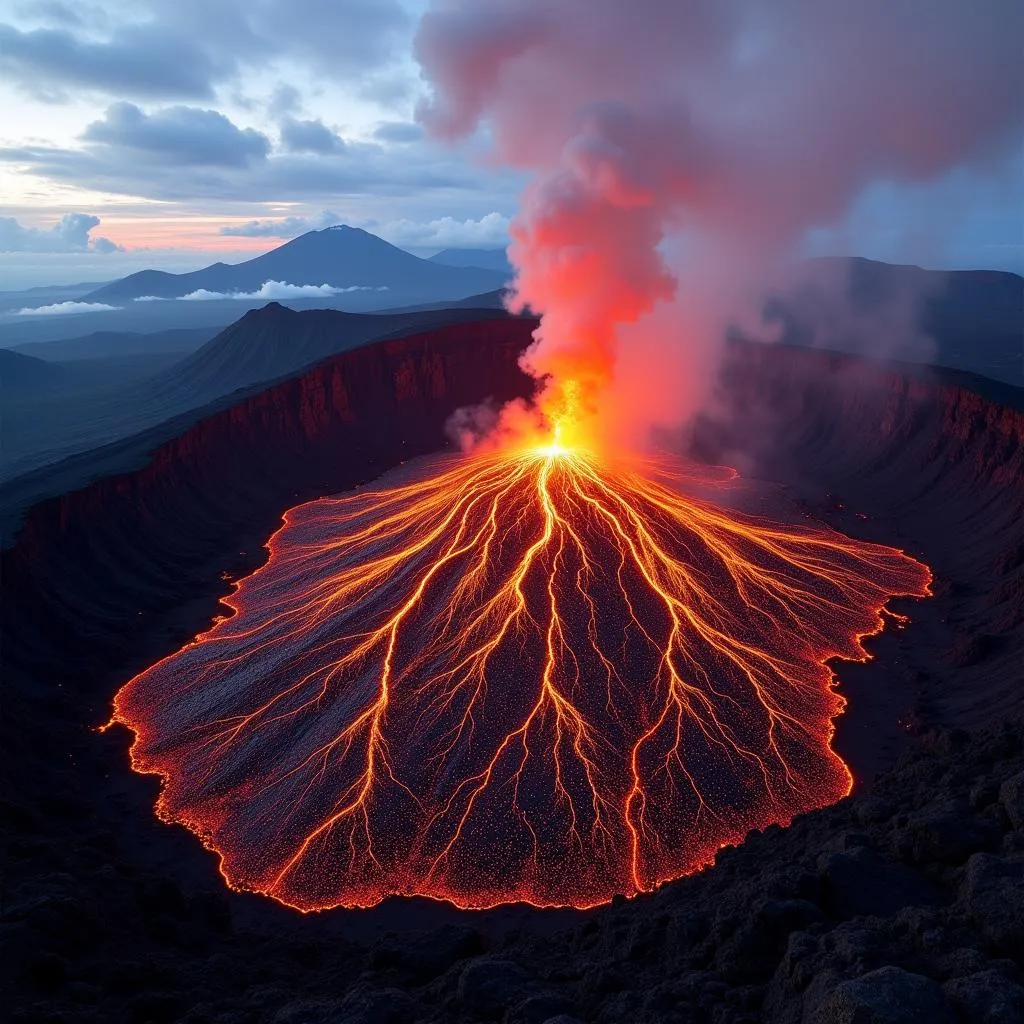 Khung cảnh núi lửa Kilauea trên đảo Lớn Hawaii