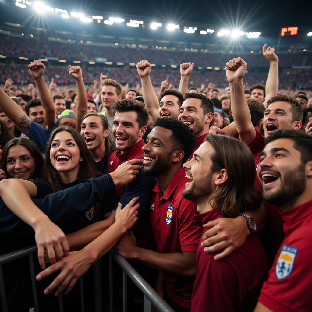 Team Celebrating with Fans