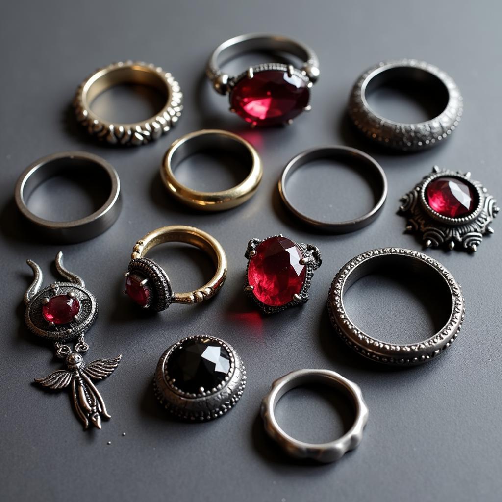 Metals and gemstones for horror gothic wedding rings