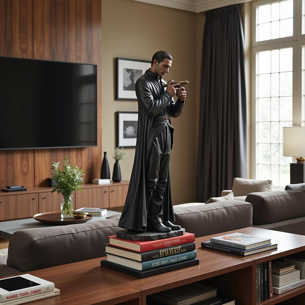 Kiss of Death Statue replica displayed in a modern living room