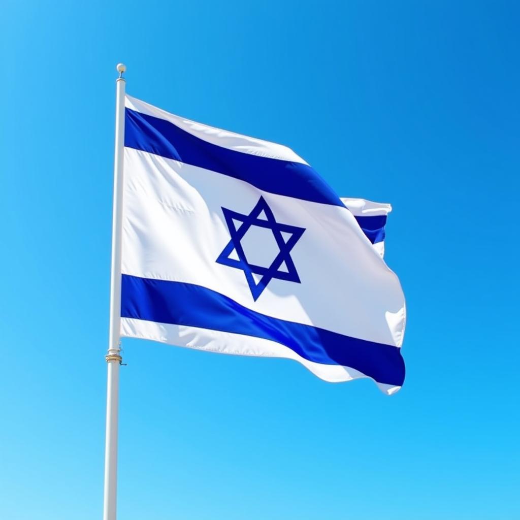 Lá cờ khổng lồ của Israel trên nền trời xanh