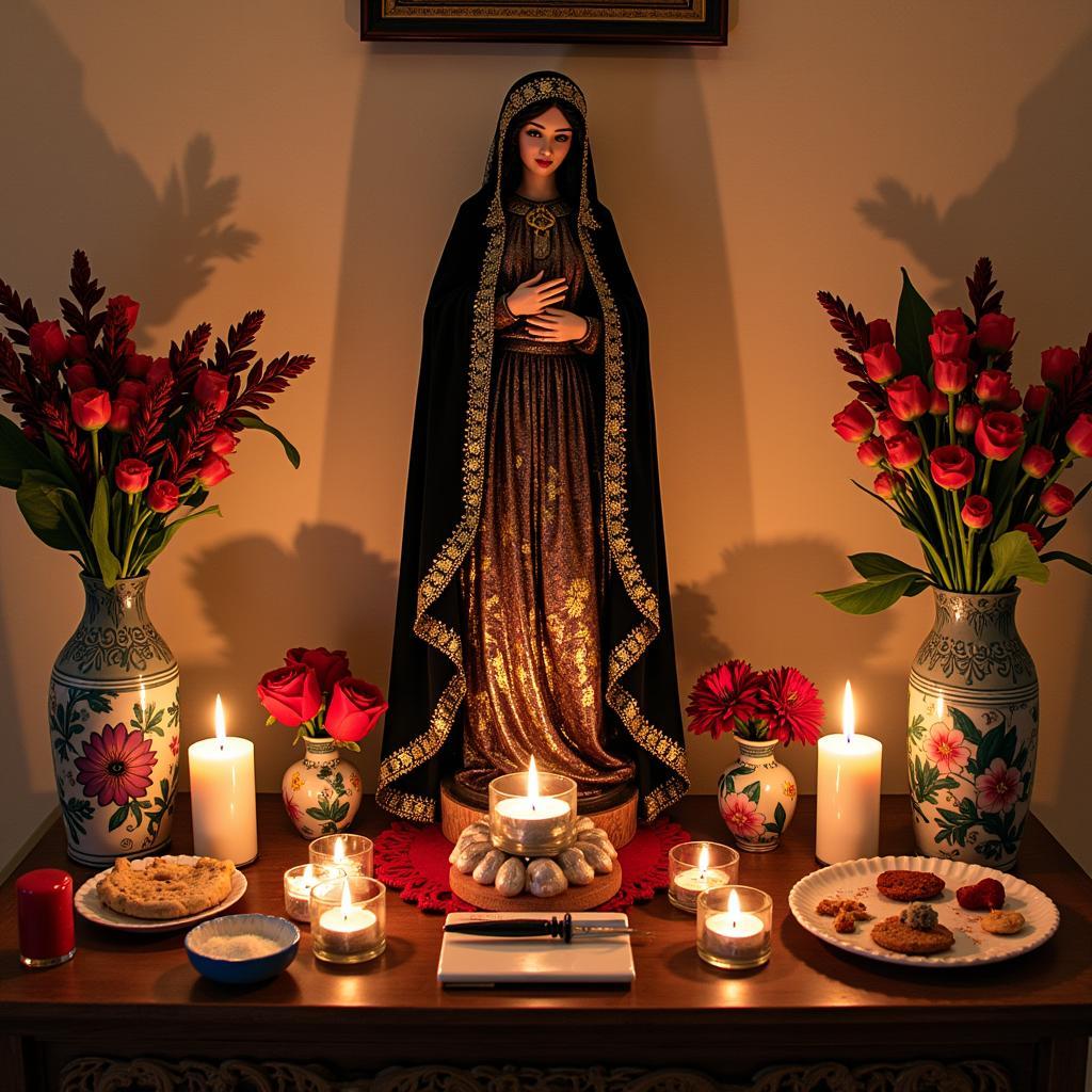 La Santa Muerte Statue Altar Setup