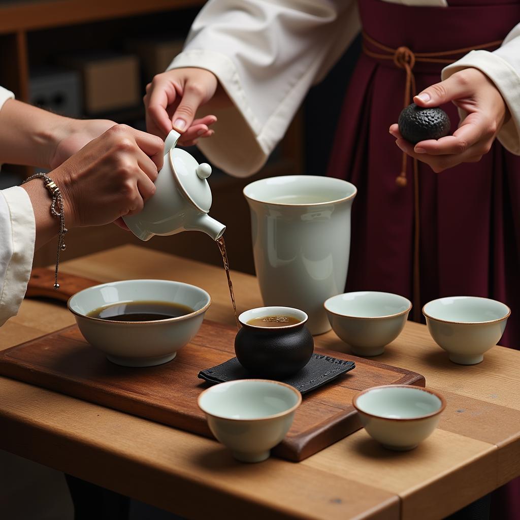 Traditional Korean Tea Ceremony with Authentic Tea Set