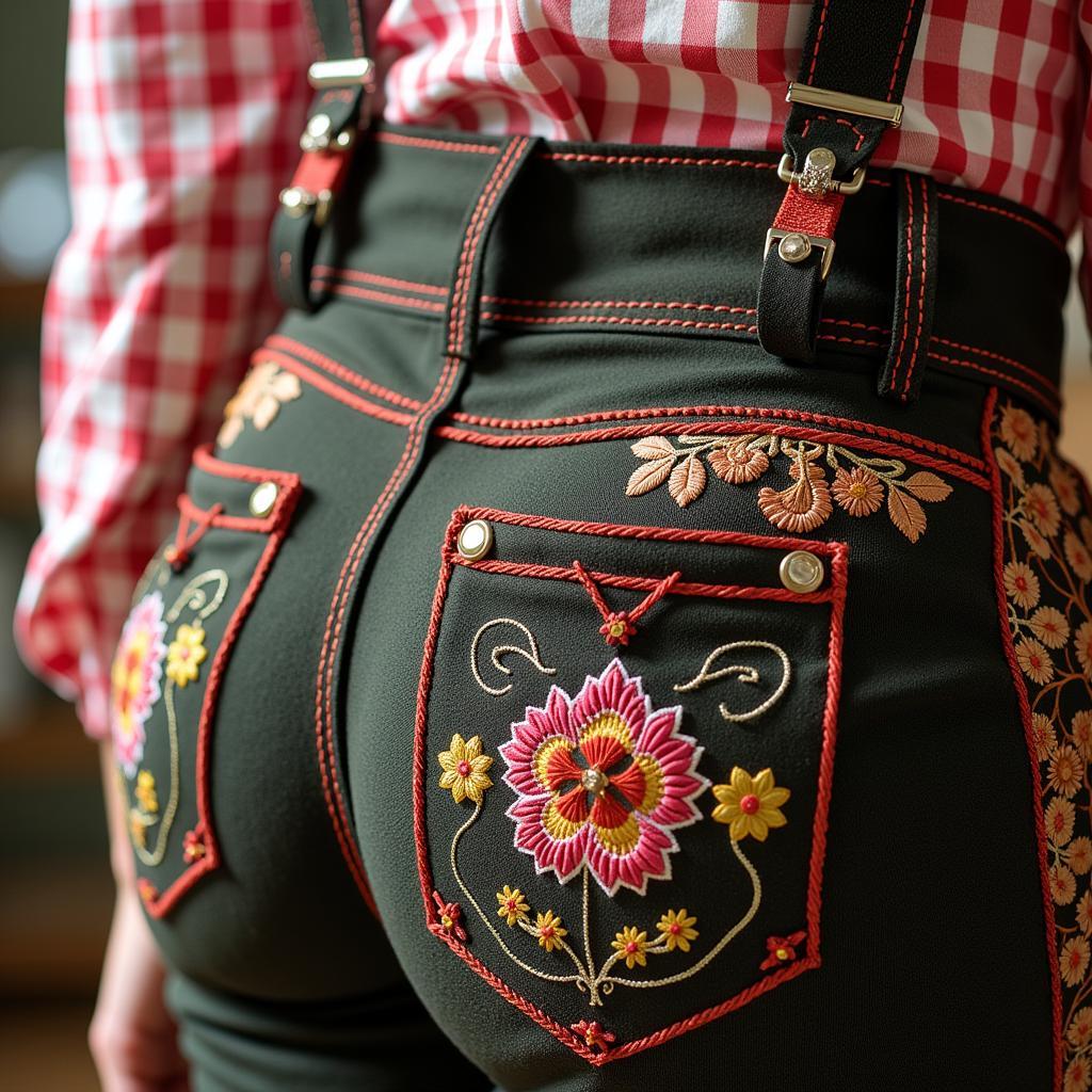 Close-up of Lederhosen Embroidery Details