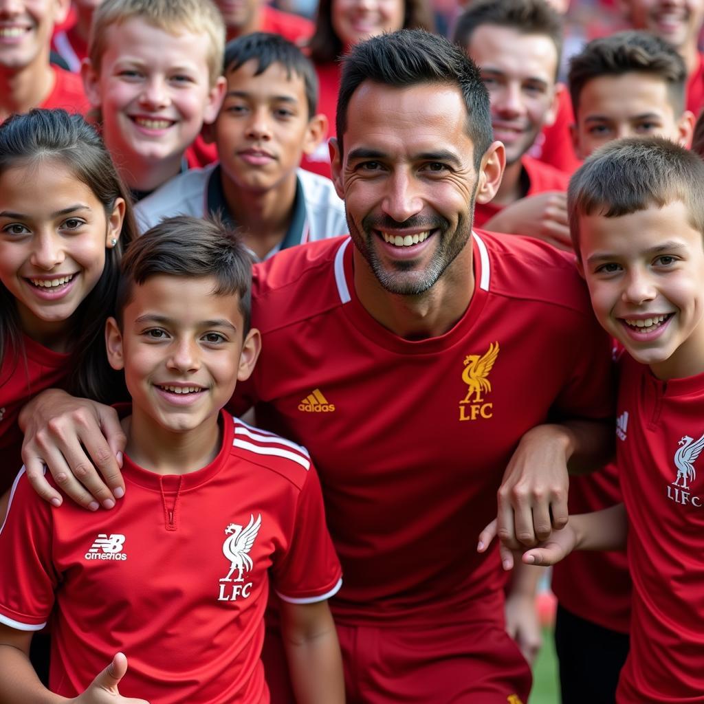 Luis Garcia chụp ảnh cùng người hâm mộ Liverpool