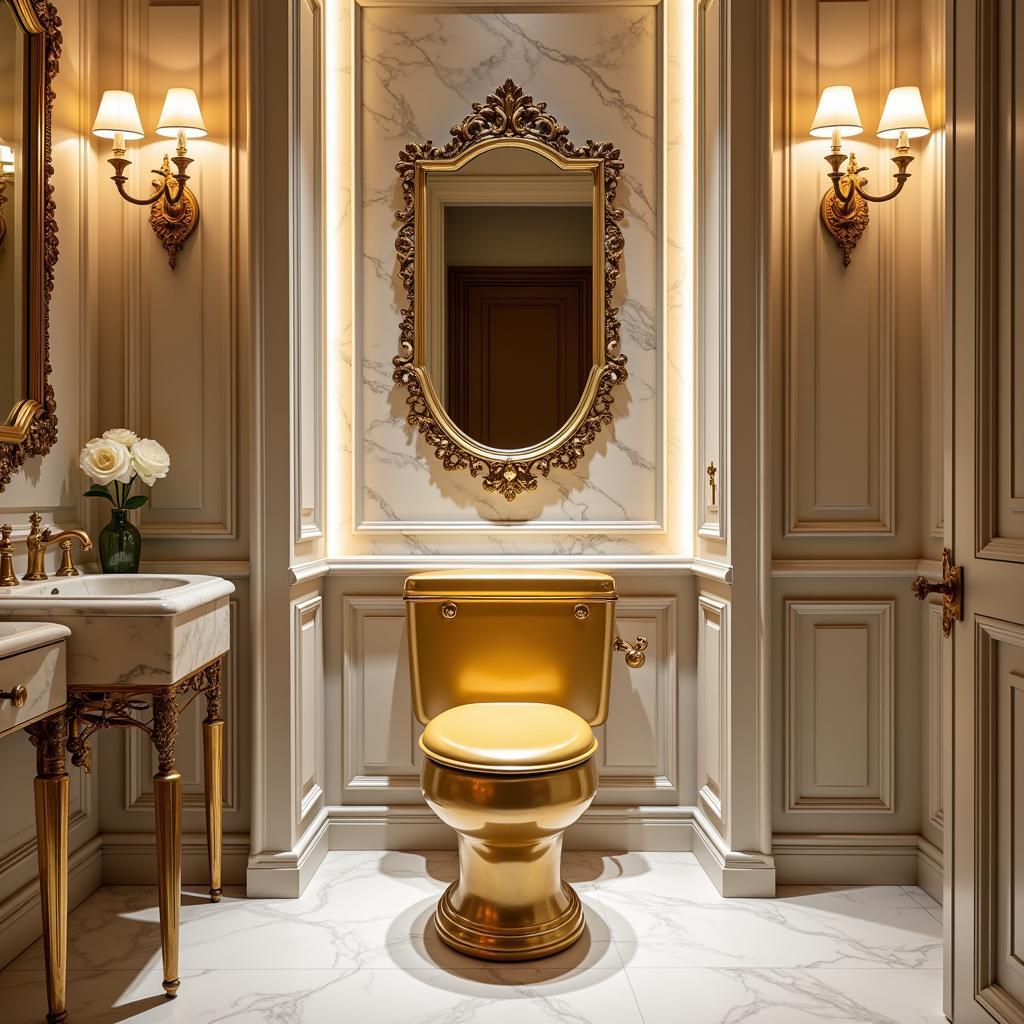 Luxury Bathroom with a Golden Toilet