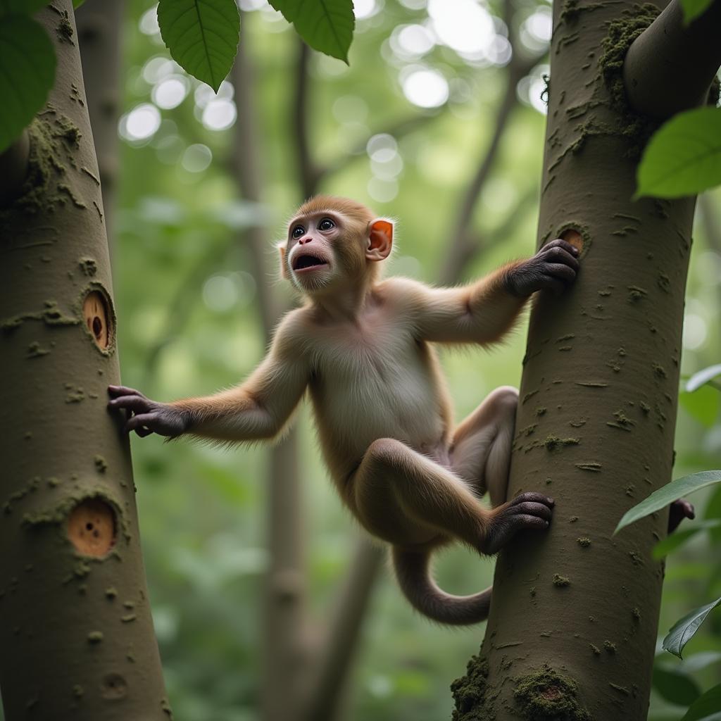 Macaque Monkey in Its Natural Habitat