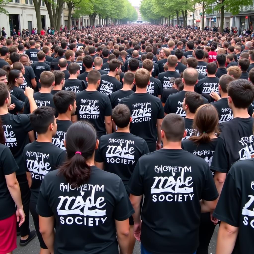 Cộng đồng người hâm mộ "Đội Bóng Đá" mặc áo made by society t-shirt.