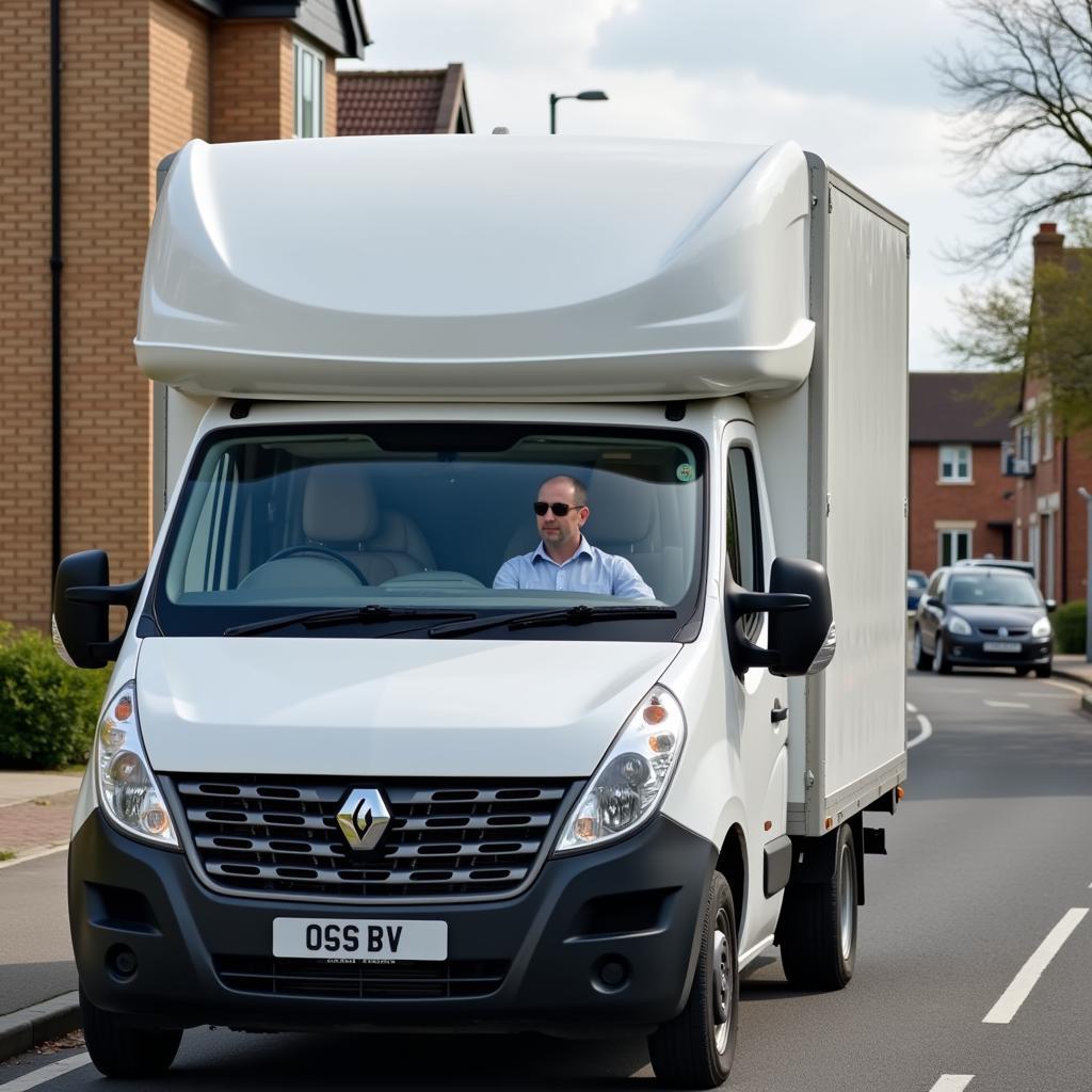 Man in Van Milton Keynes Driving Safely Through the City 