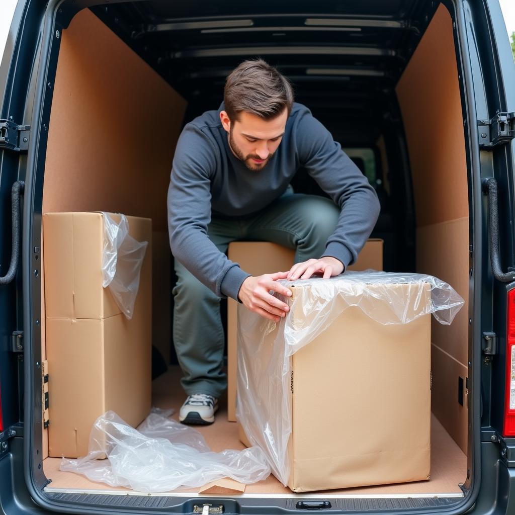 Man in Van Milton Keynes Carefully Packing Belongings