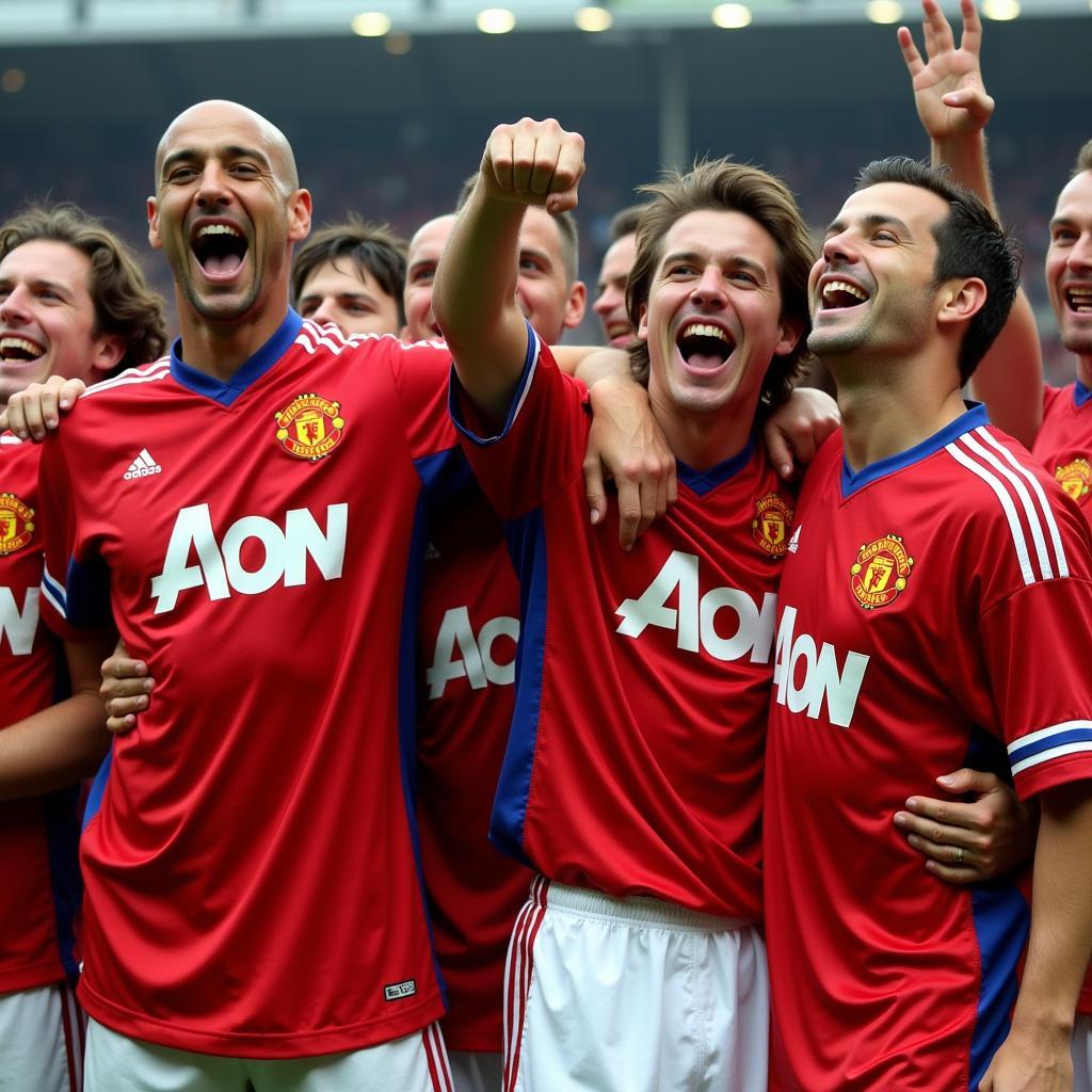 Cầu thủ Man United ăn mừng chức vô địch Premier League 2006-2007