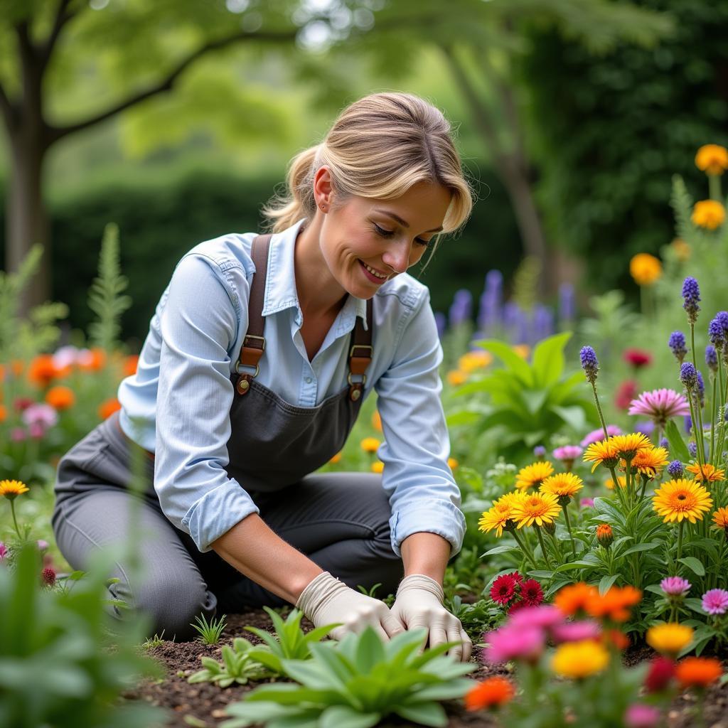 Marie Soprano tending to her beloved garden