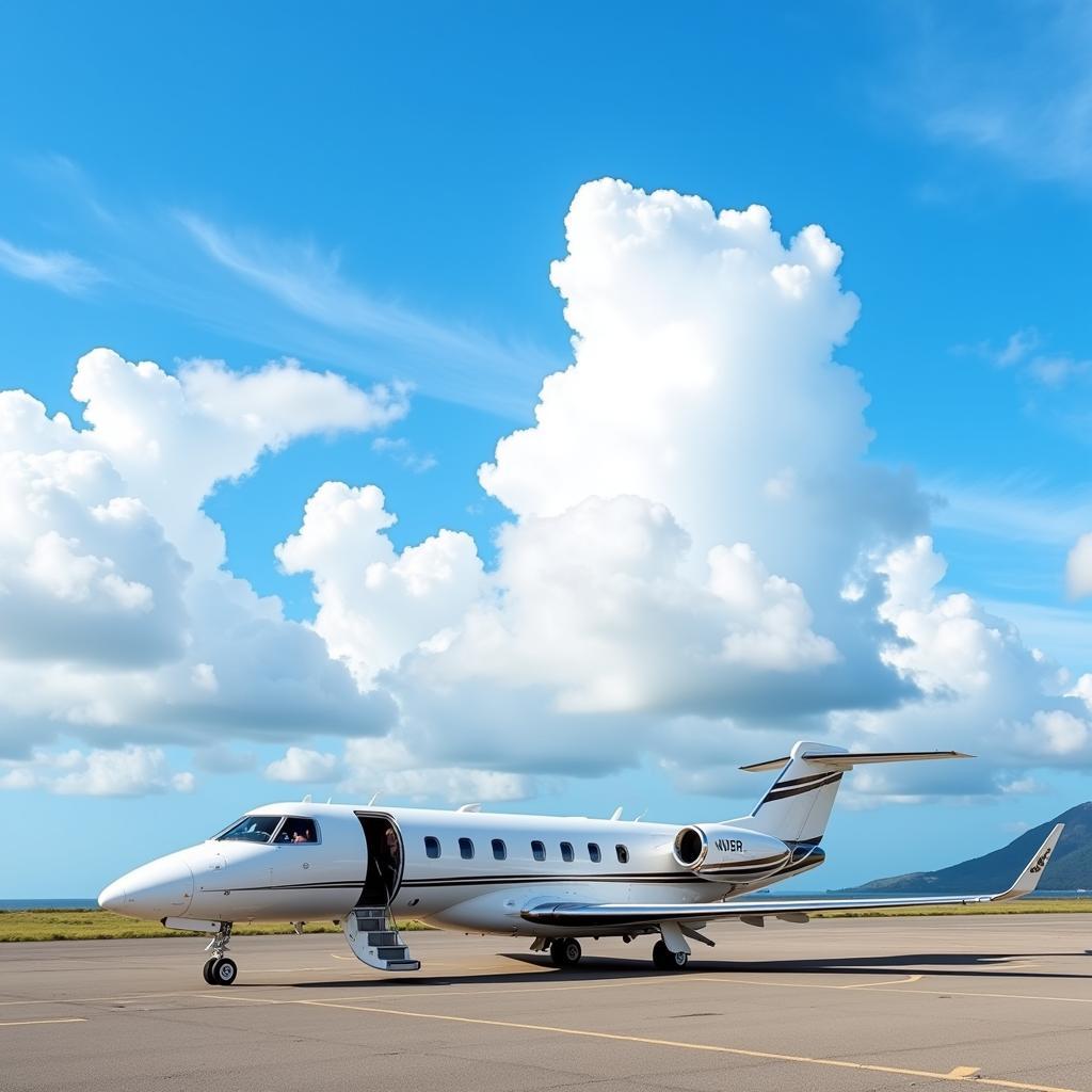 Private jet on the tarmac in Haiti