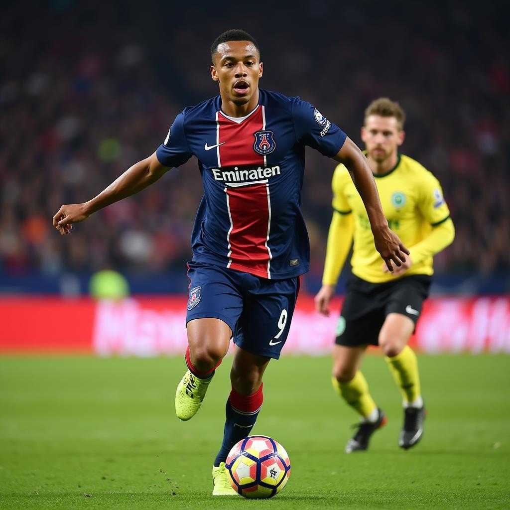 Kylian Mbappe bứt tốc trên sân cỏ