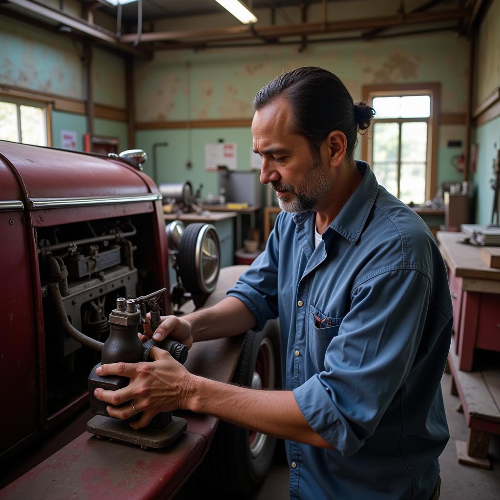 Cuban Mechanic Repairing a Classic Car