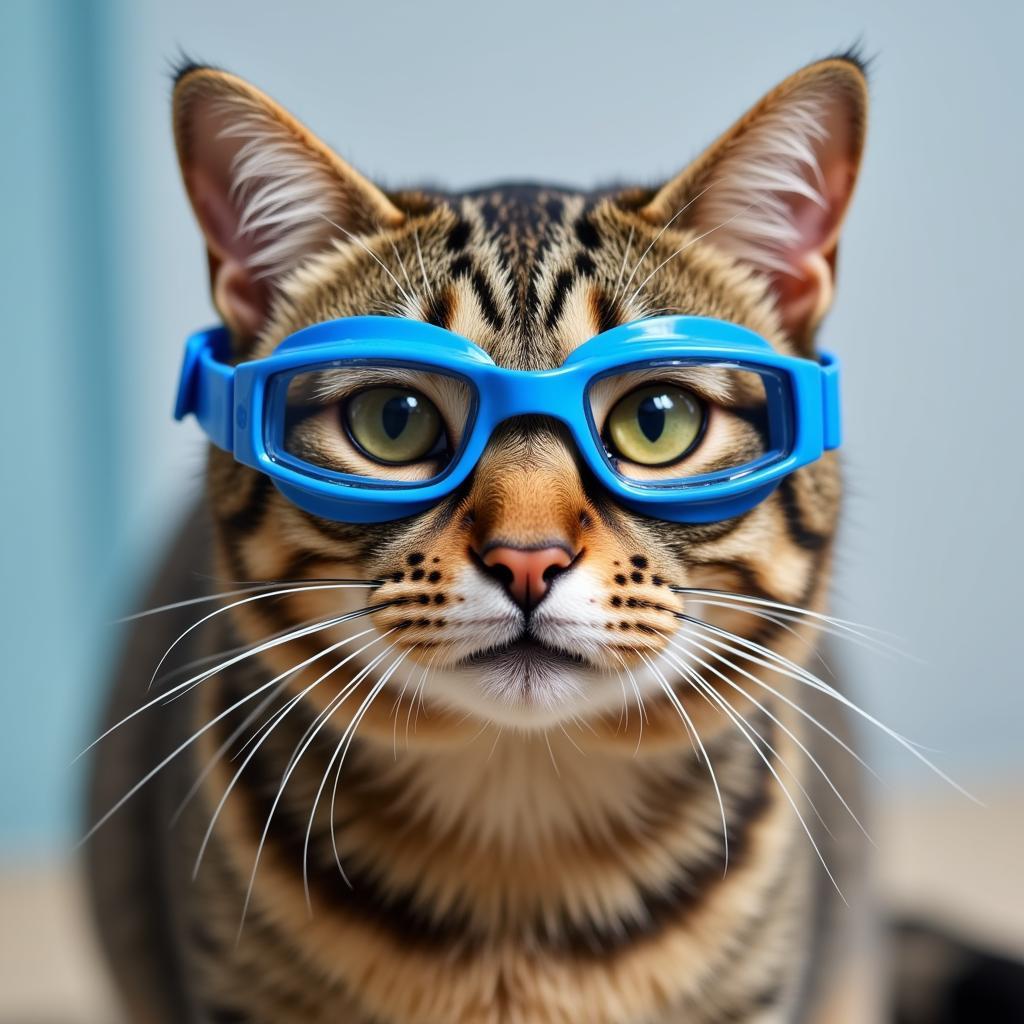 Cat Wearing Swimming Goggles