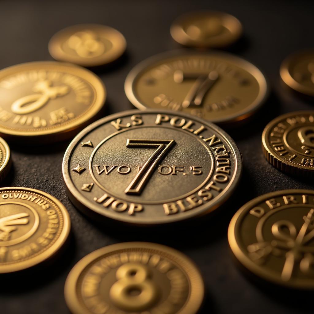 Metal Coins for 7 Wonders Close-Up