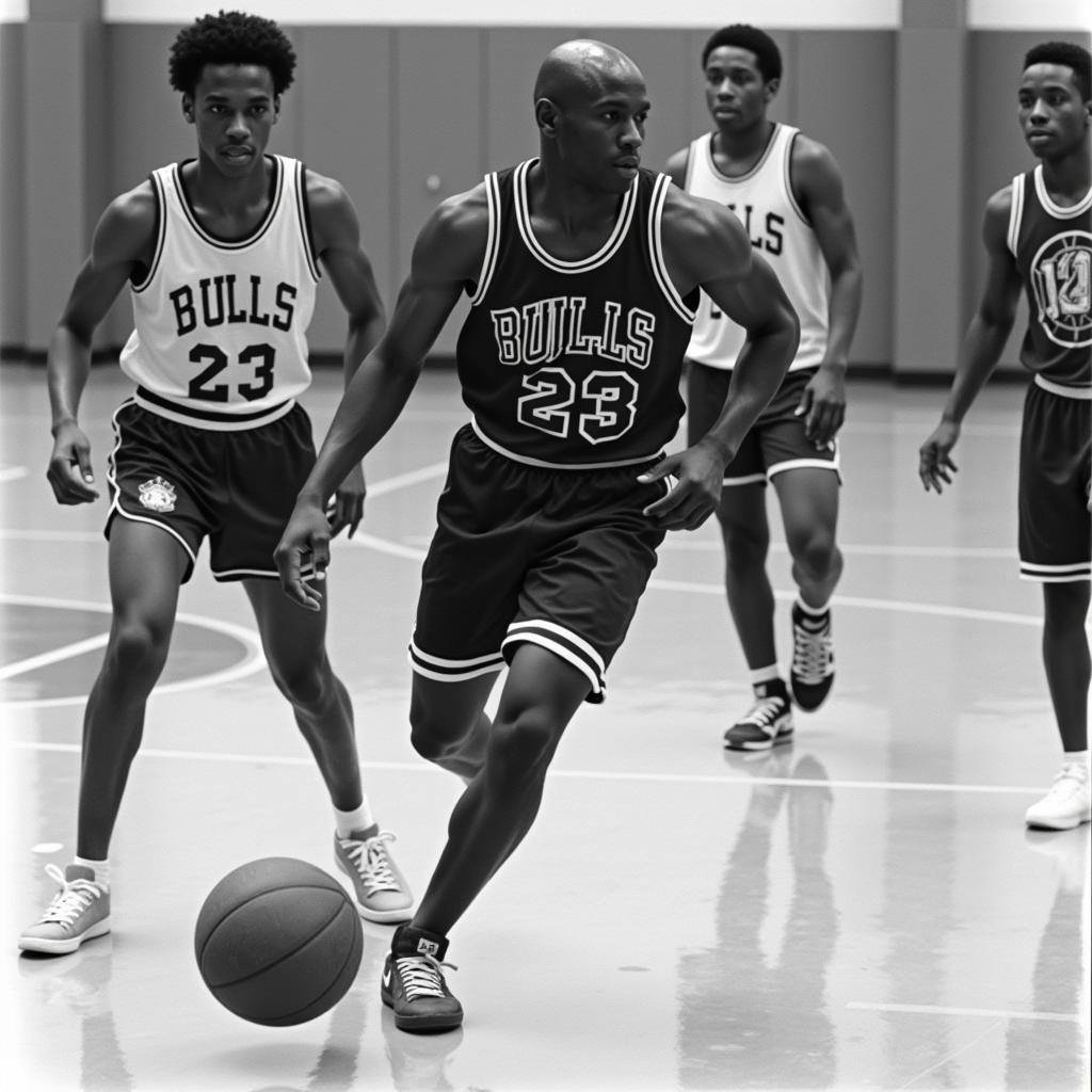 Michael Jordan luyện tập cùng đồng đội