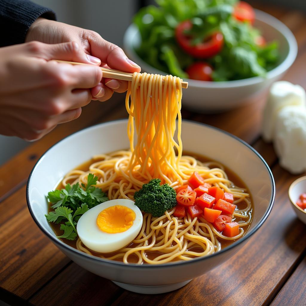 Preparing Michelin Instant Noodles