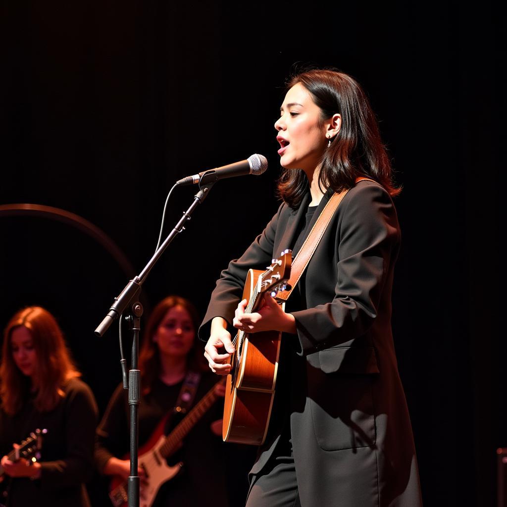 Mitski performing on stage