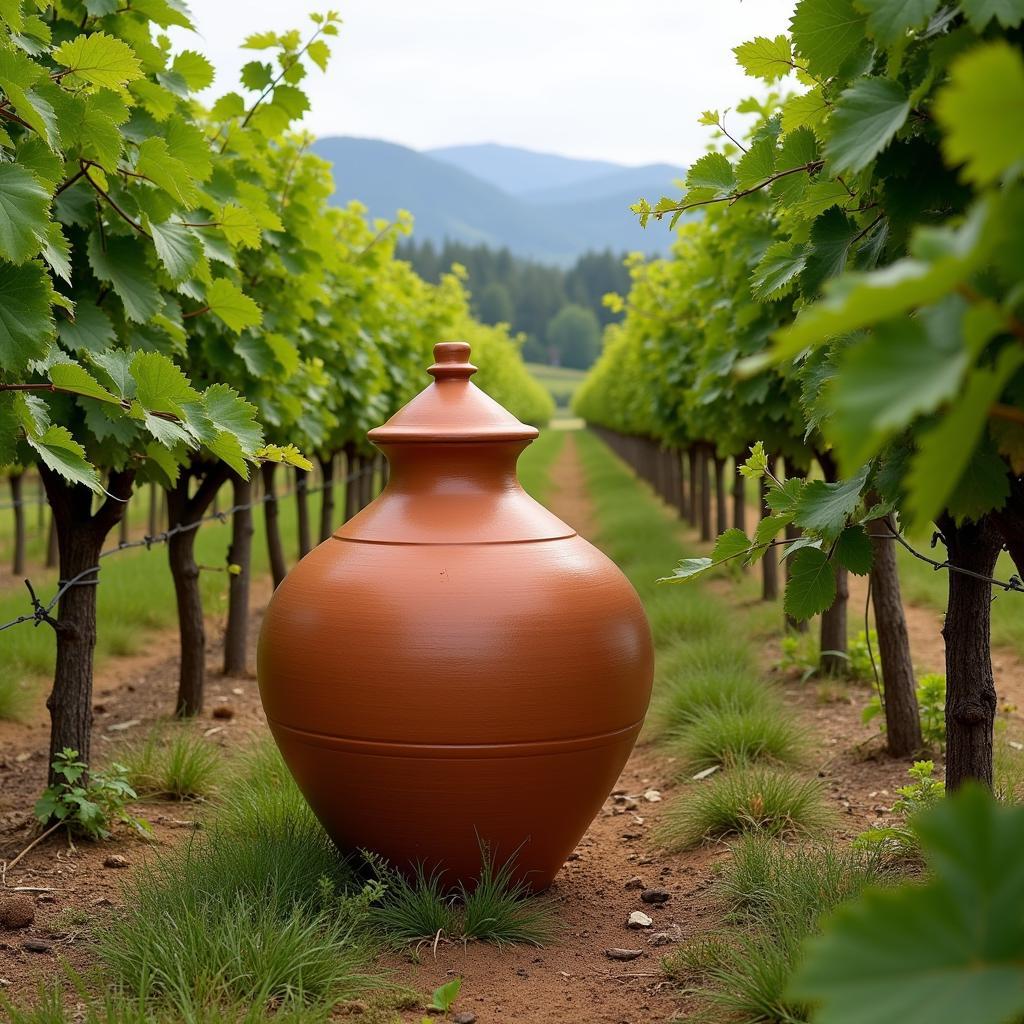 Modern Wine Jar in a Picturesque Vineyard