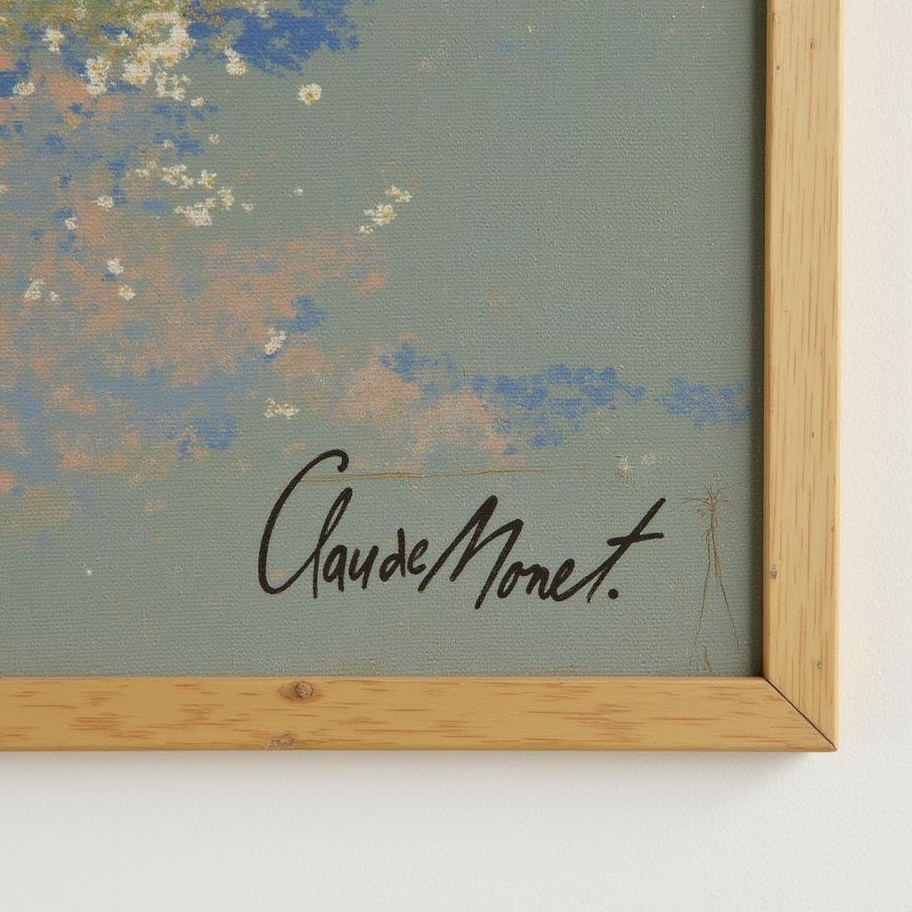 Signature of Claude Monet on a canvas