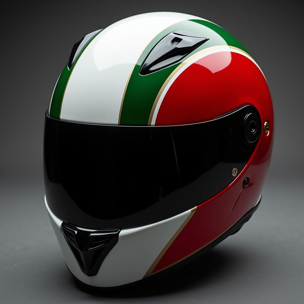 Italian Flag Motorcycle Helmet with Visor