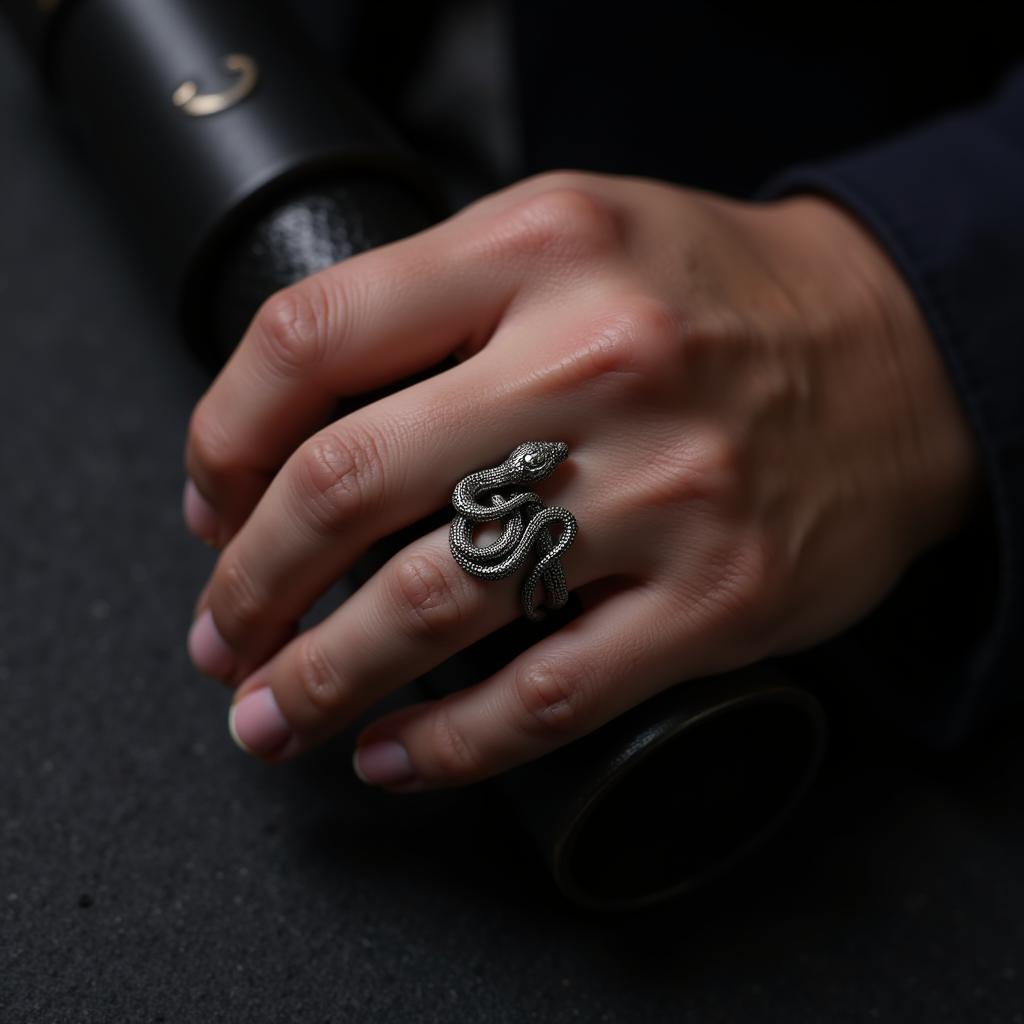 Men's Silver Snake Ring - Masculine and Stylish