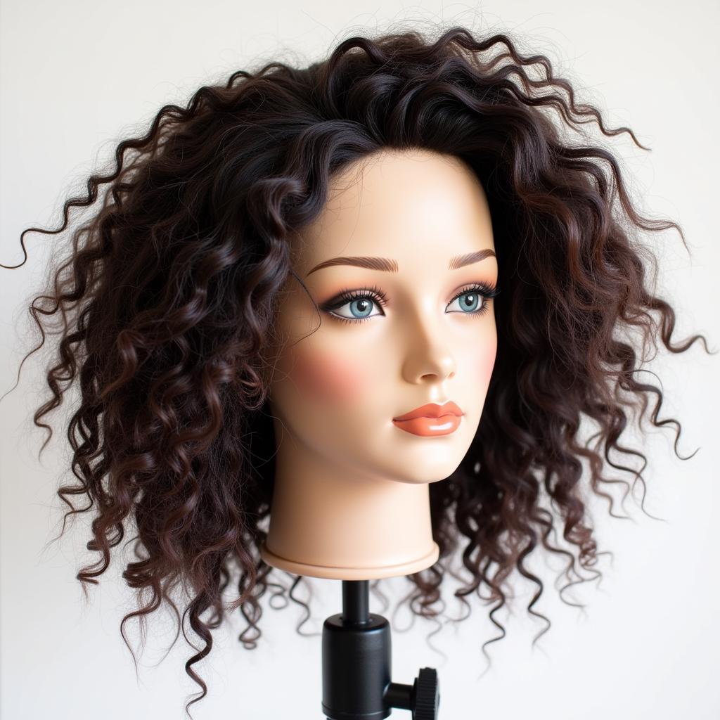 Natural Hair Mannequin Head with Stand