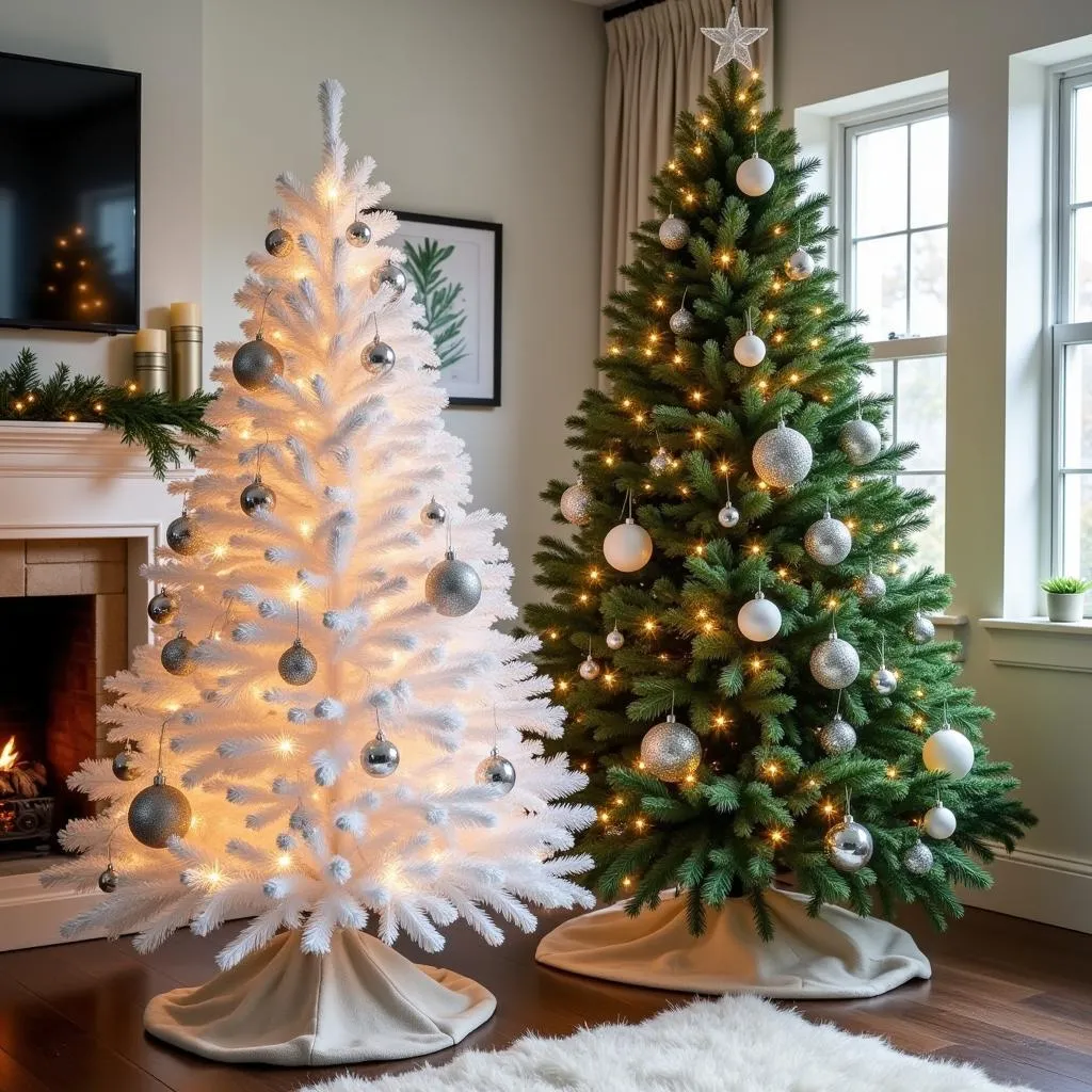 Nesting Christmas Trees in a Cozy Living Room