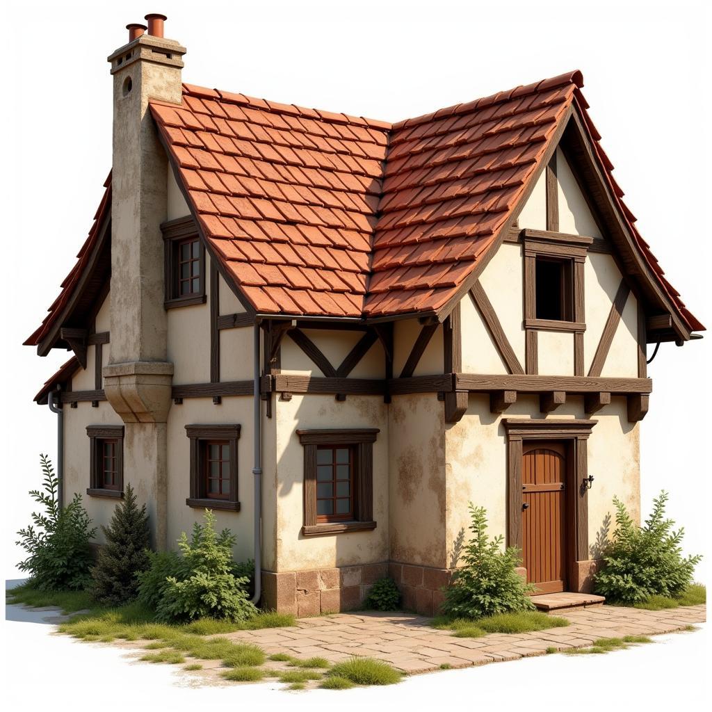 Medieval House with Tile Roof