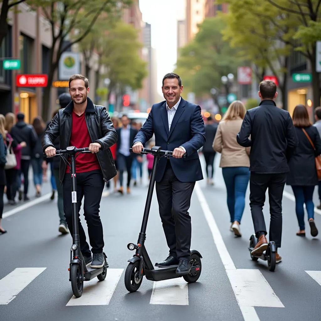 People in Australia using electric scooters