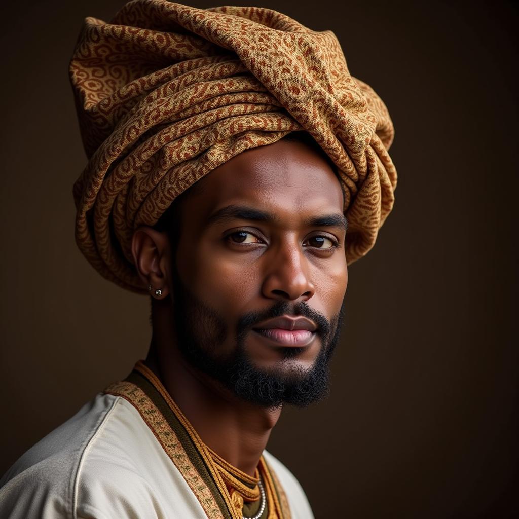 Ethiopian man wearing a traditional head covering