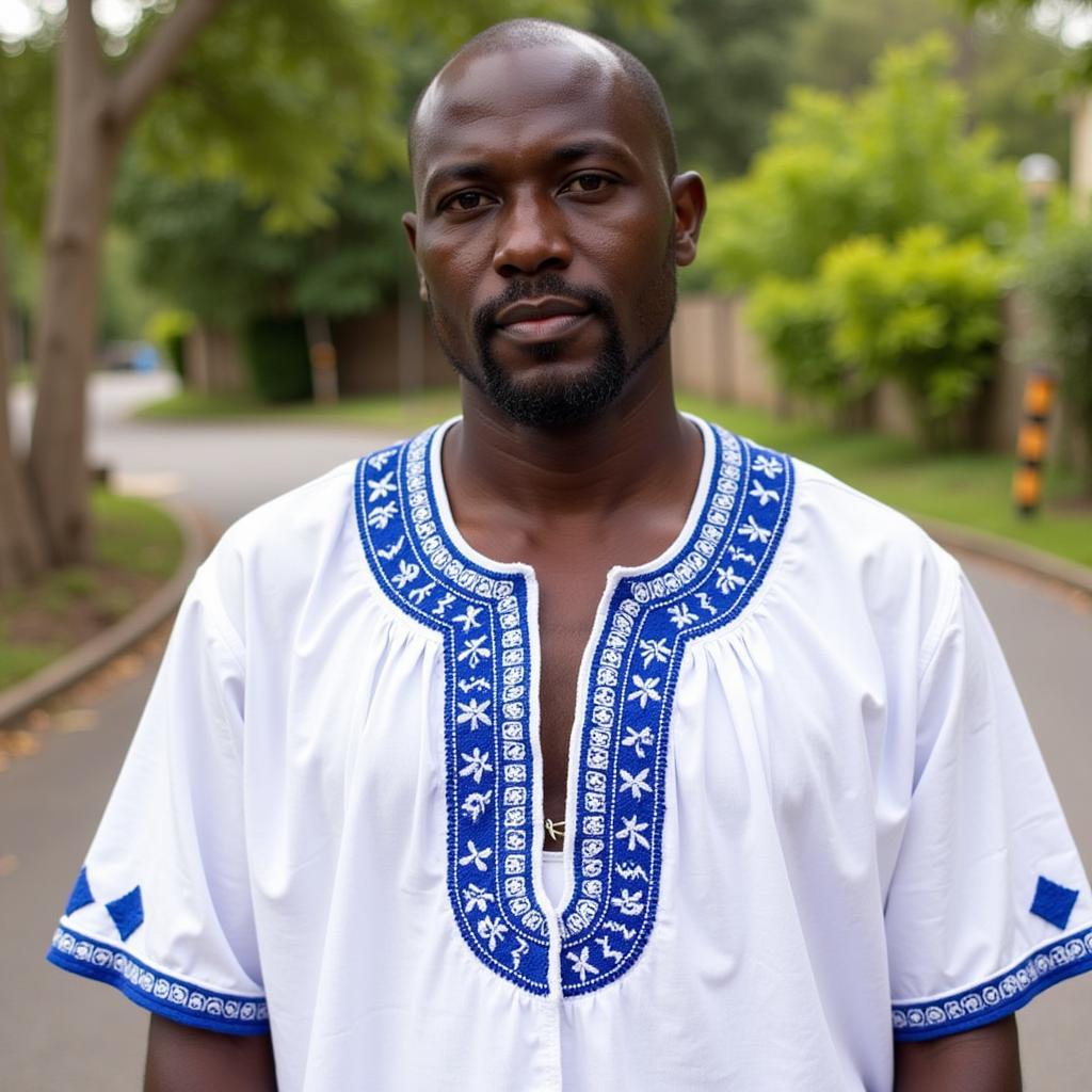 Haitian Man Wearing Karabela Shirt