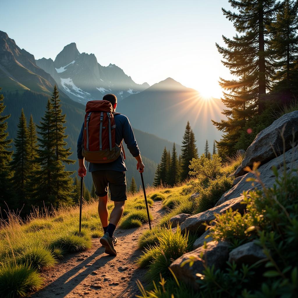 Man Hiking with Backpack