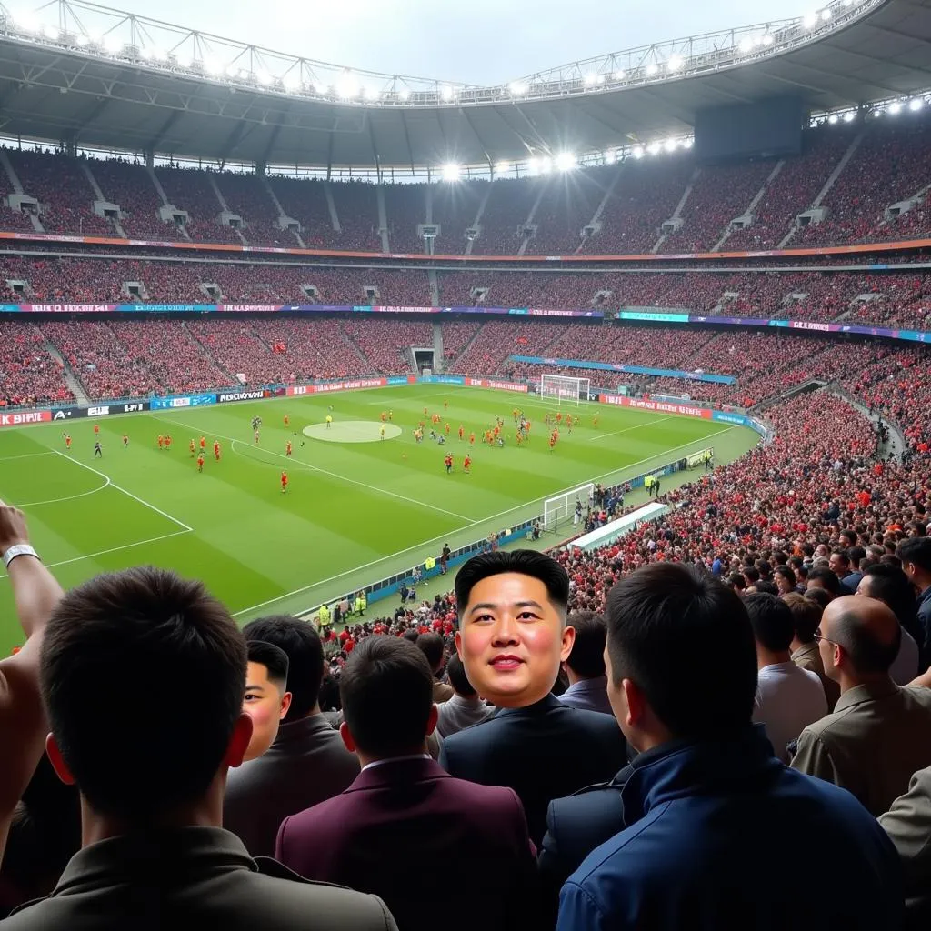 Fans Wearing Kim Jong Un Masks at Stadium