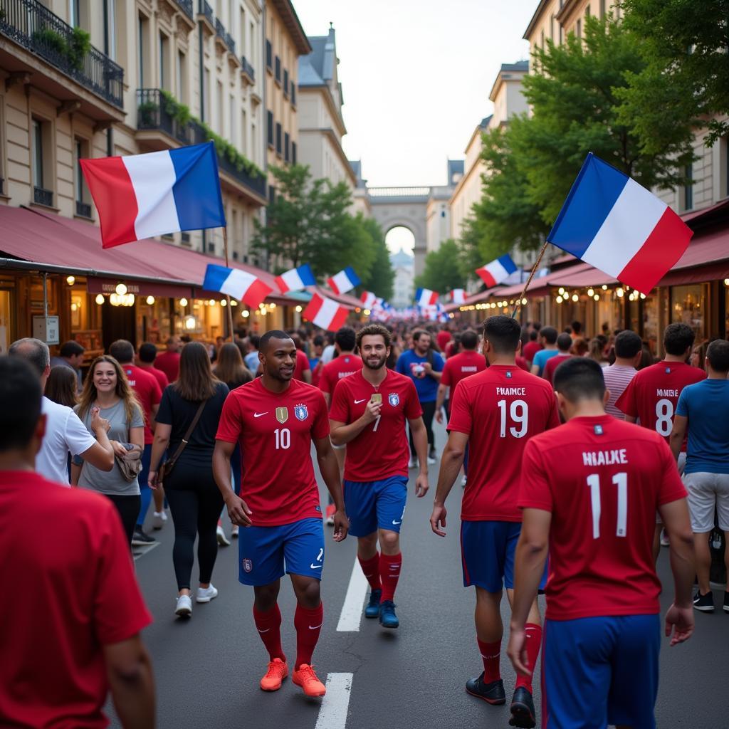 Người hâm mộ mặc áo France Red