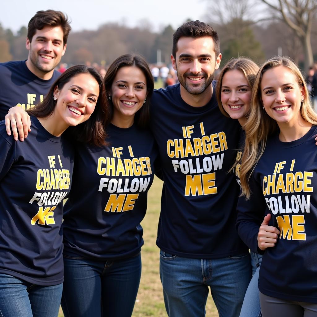 Người hâm mộ mặc áo If I Charge Follow Me shirt chụp hình lưu niệm