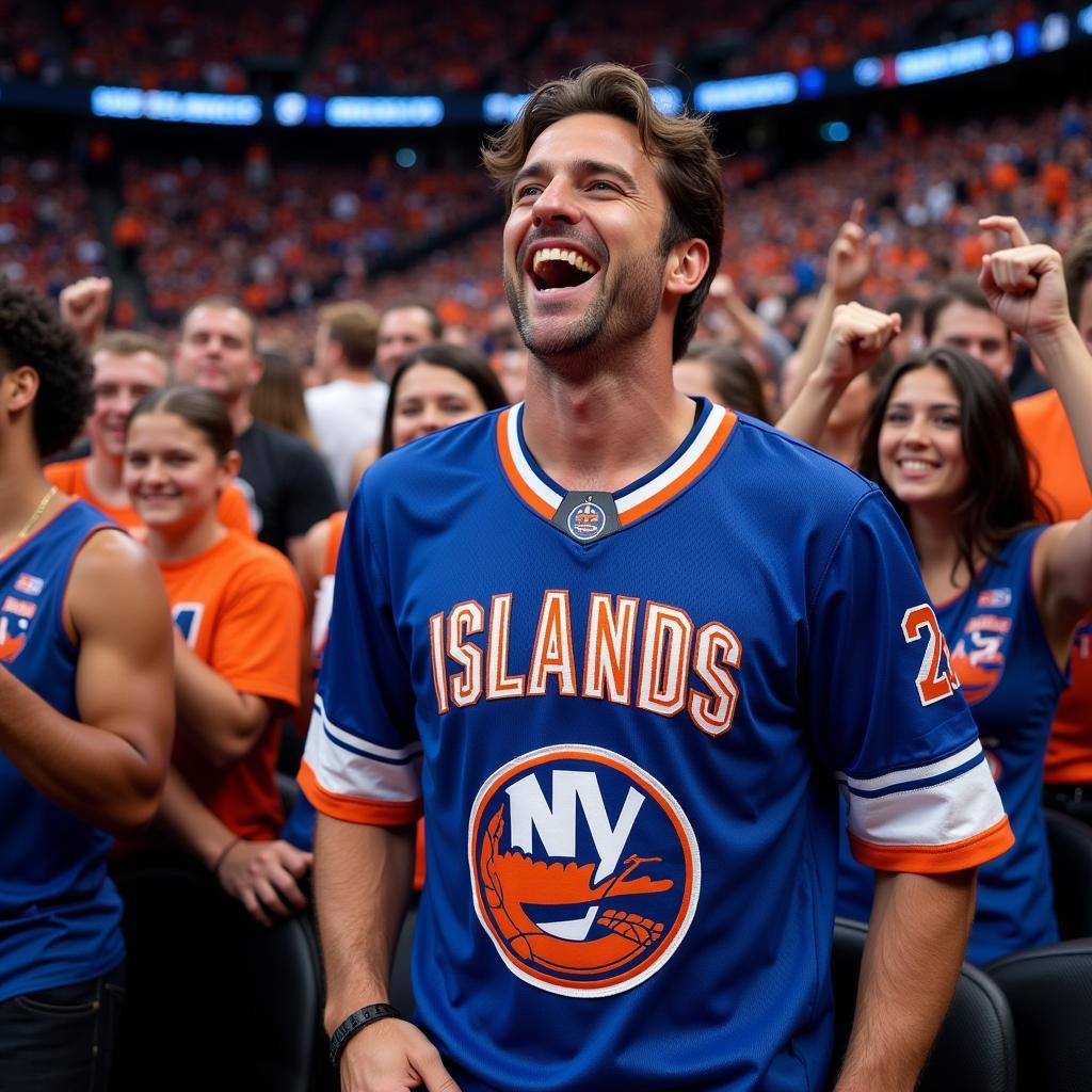 Fan Wearing Old Islanders Jersey at a Game