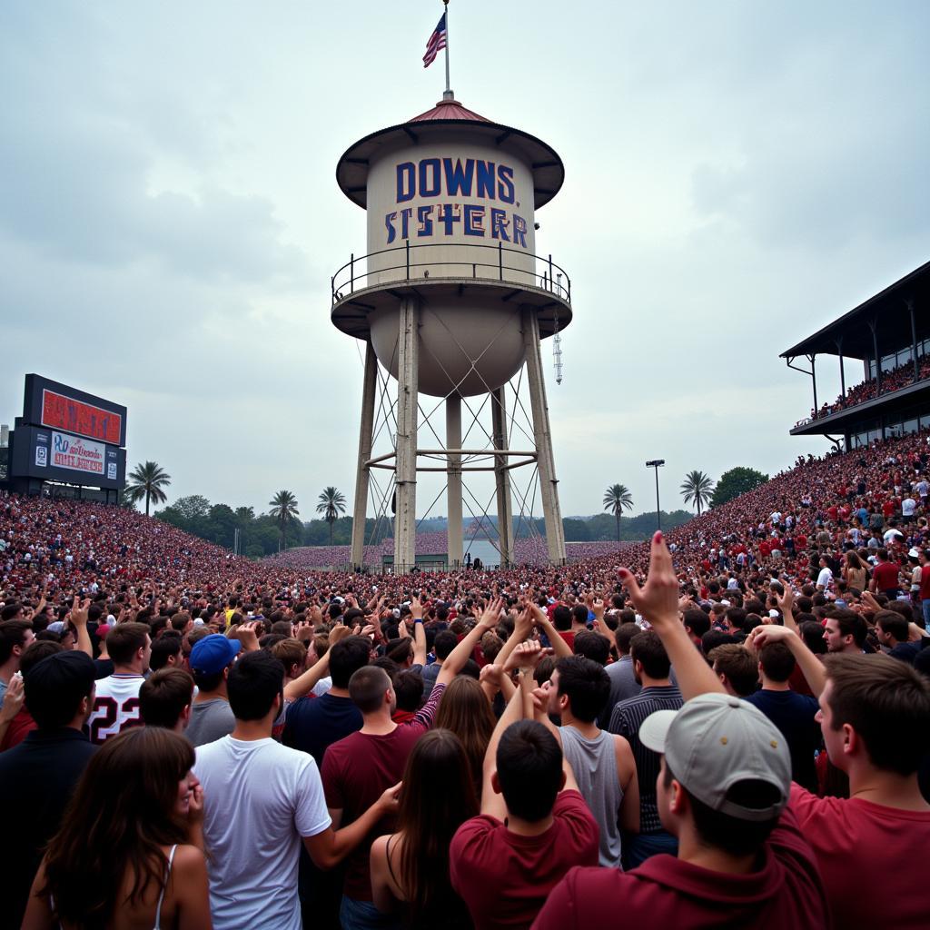 Người hâm mộ tập trung tại Downs Water Tower để ăn mừng chiến thắng