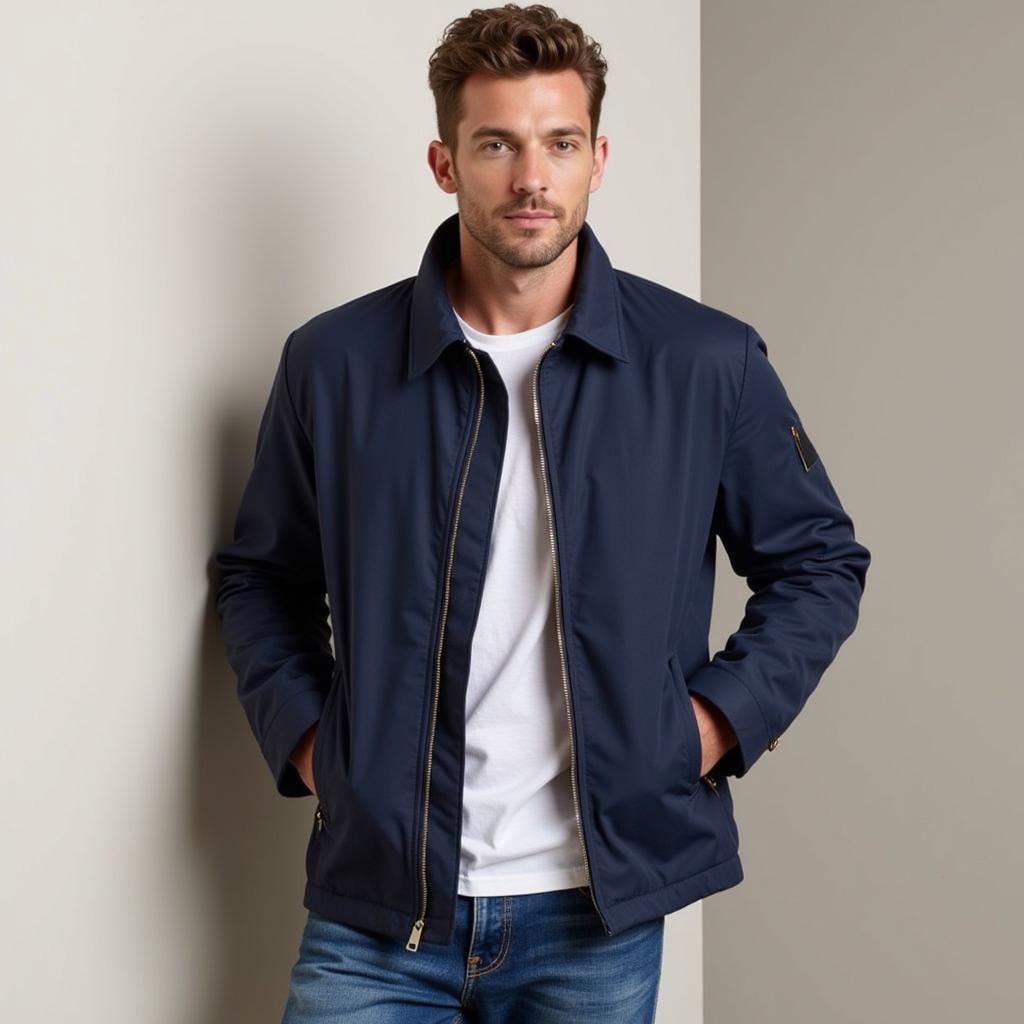 Người mẫu nam diện áo khoác Navy Cruise Jacket