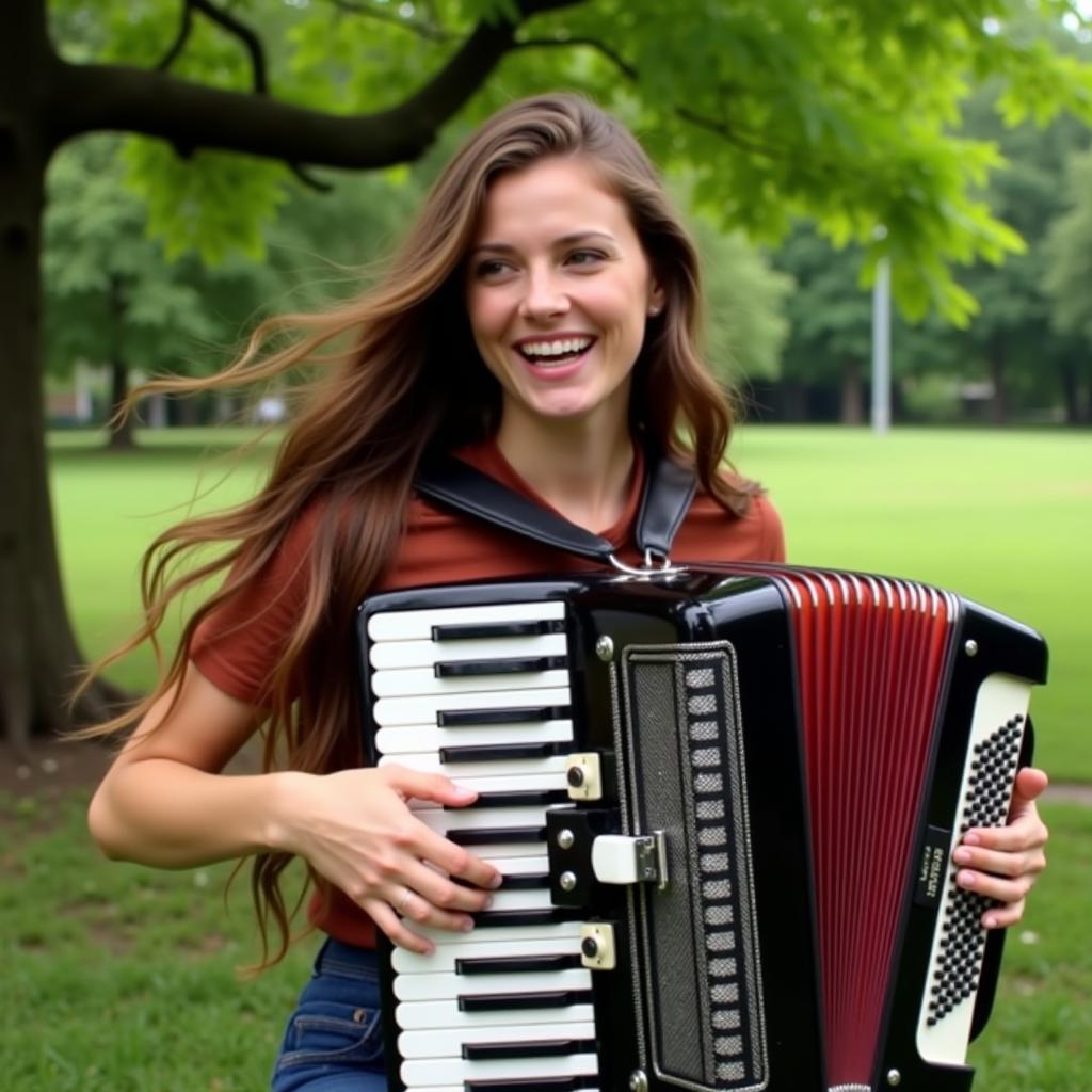 Người phụ nữ đang chơi Concertina 30 phím