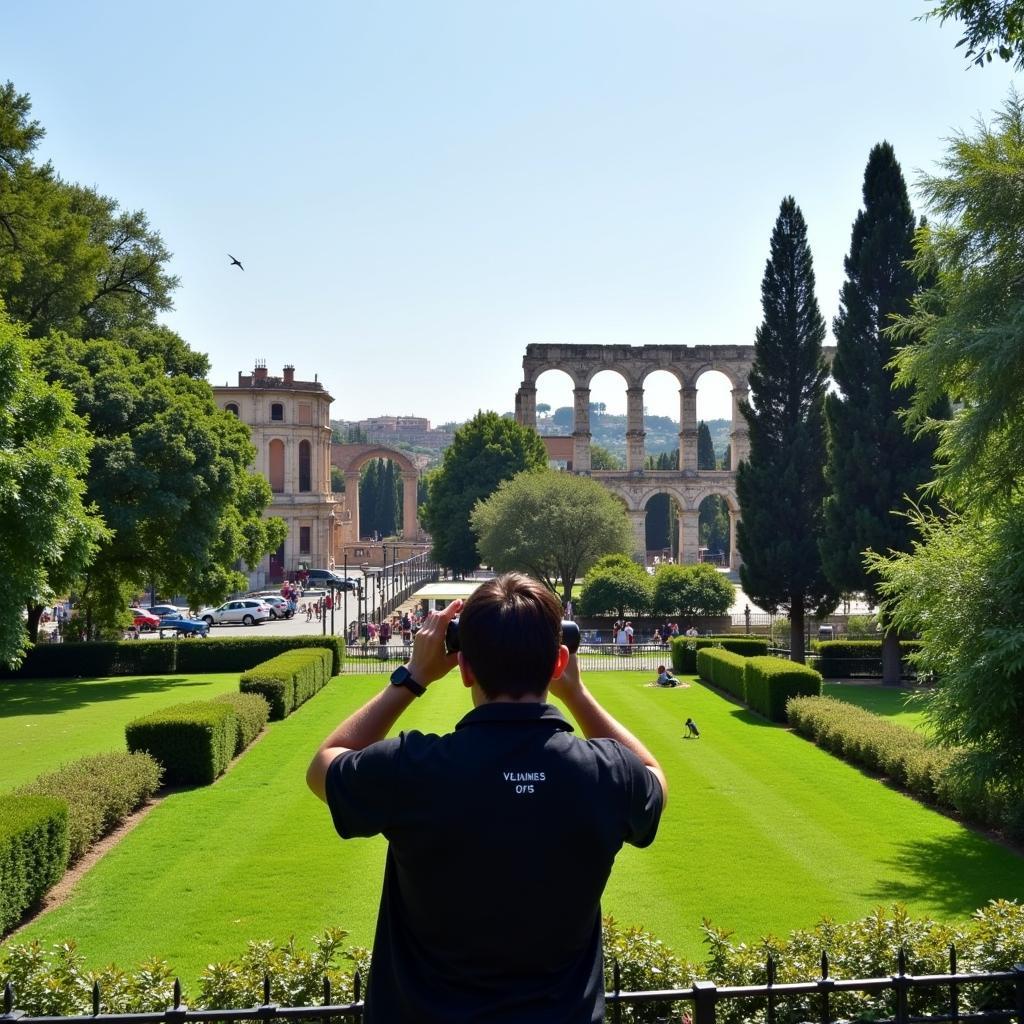 Birdwatcher in a Rome park