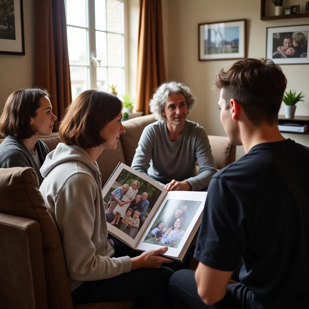 Photographer discussing family portrait ideas with clients