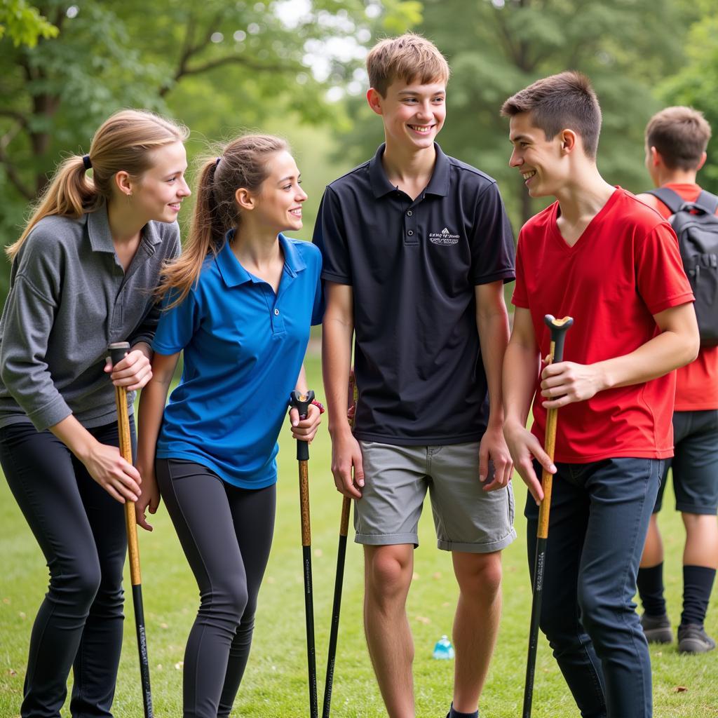 Nhóm bạn trẻ tập luyện Sport Cane vui vẻ