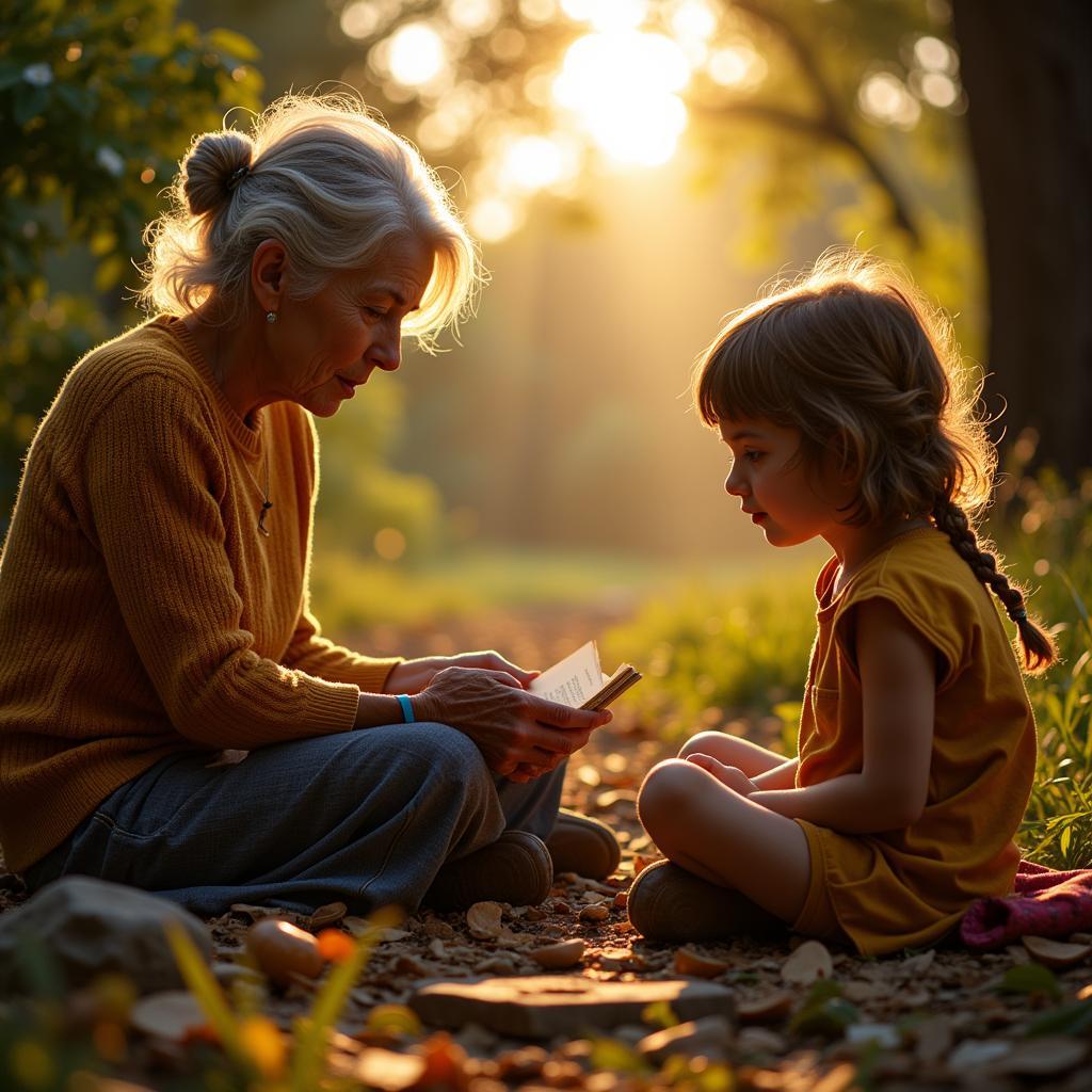 Children listening to their grandmother