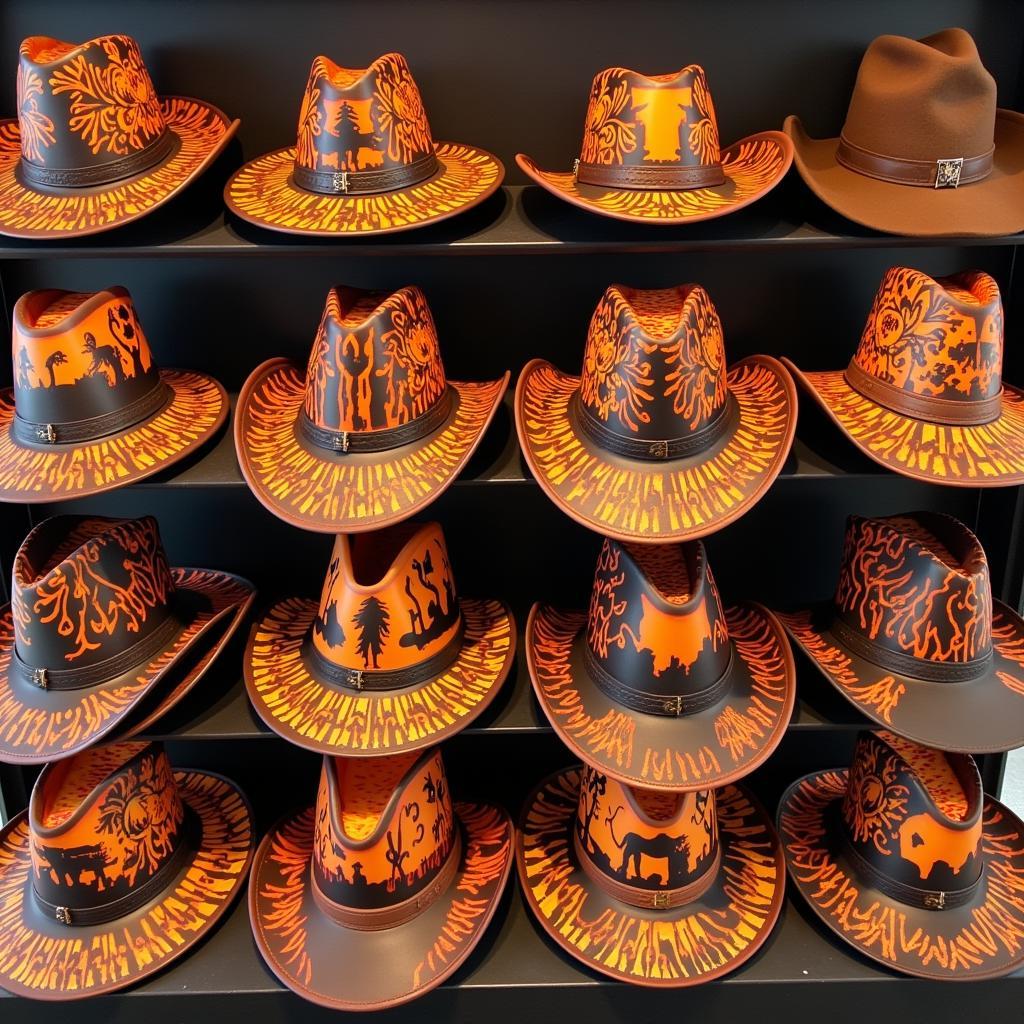 Intricately Designed Burned Cowboy Hats